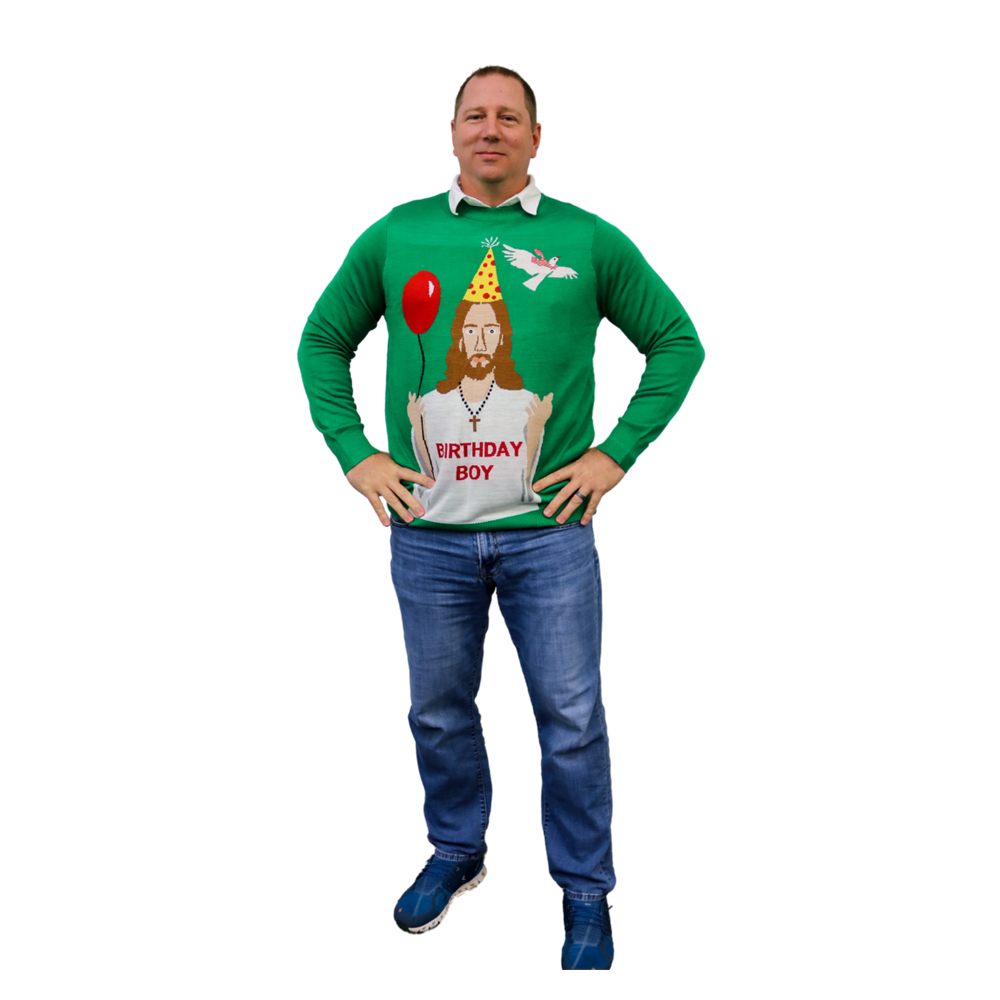 Chandler in his Christmas sweater